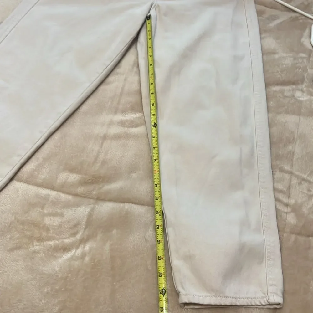 H & M Elastic Scrunch Waist Beige Denim Mom Jeans Pants Women's 4